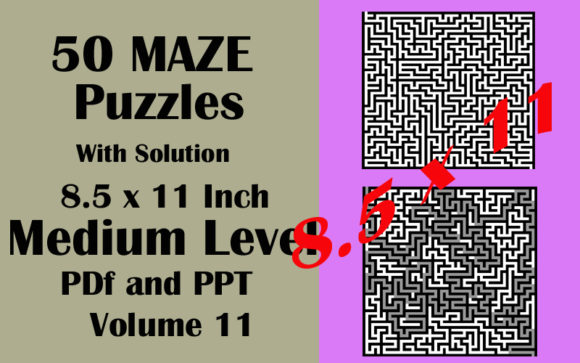 Download 50 Maze Medium Level 8.5x11 PDF PPTX V11 - Premium Bundle